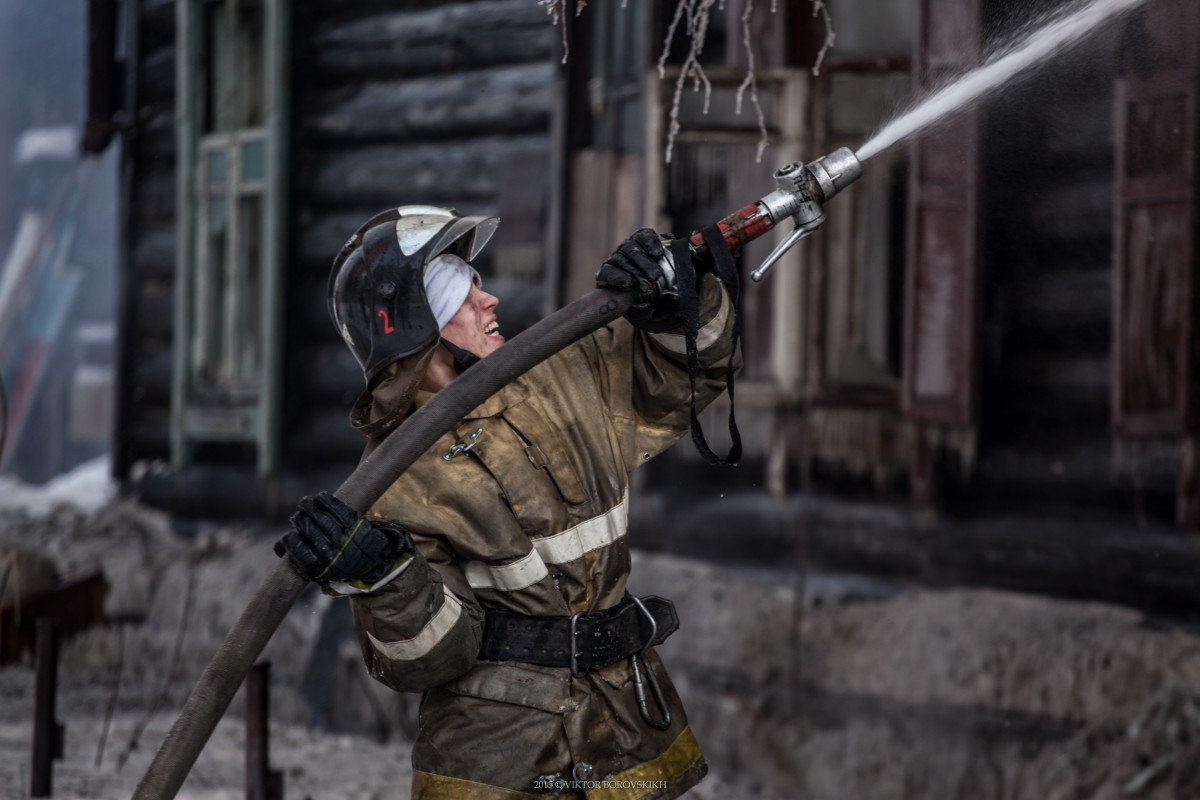 Firefighters at work. Russia. Работа, Пожарные . Россия